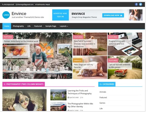 WordPress theme Envince